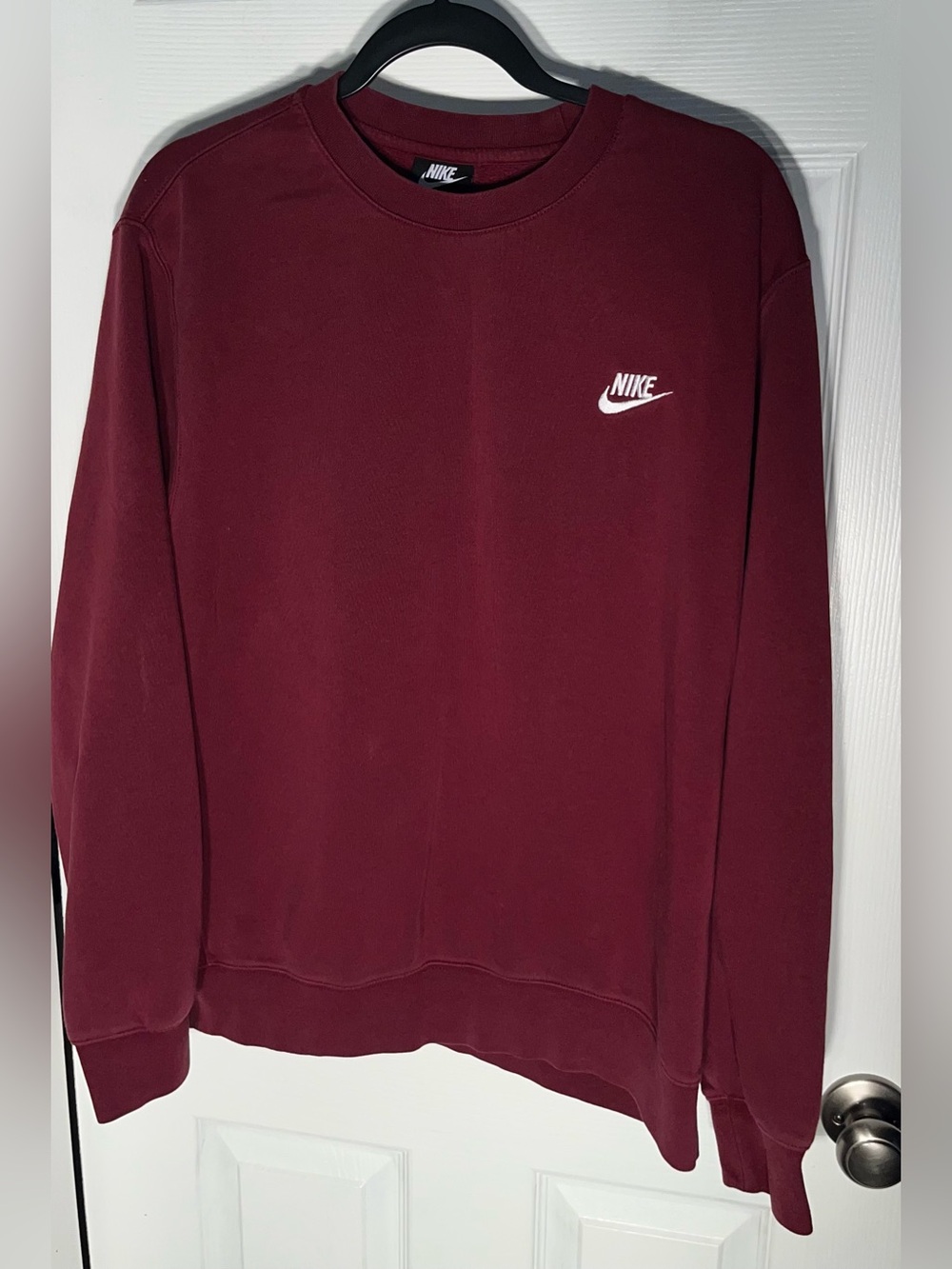 Nike Sportswear Club Fleece Men's Pullover Crew Sweatshirt Maroon Large